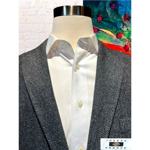 Joseph Abboud XL 44R Mens Blue Gray Herringbone Tweed Blazer Sport Coat Jacket - Picture 2 of 14